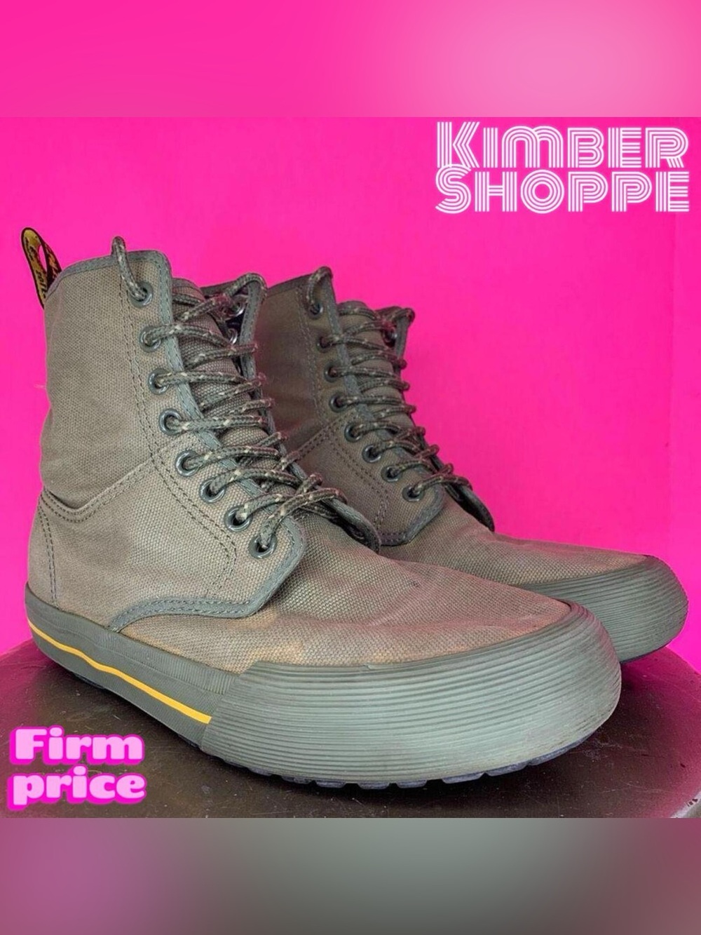 Dr. Martens Winsted Waxy Canvas Green Lace Up Boot US 7 UK 5 EU 38